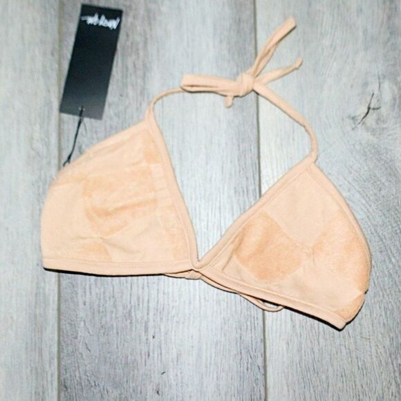 NASTY GAL - Towelling Checkered Triangle Bikini Top - Picture 3 of 4